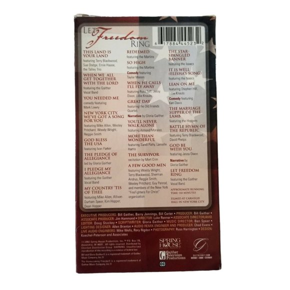 Let Freedom Ring: Live from Carnegie Hall VHS 2002 Patriotic Music Songs GAITHER - Picture 2 of 3